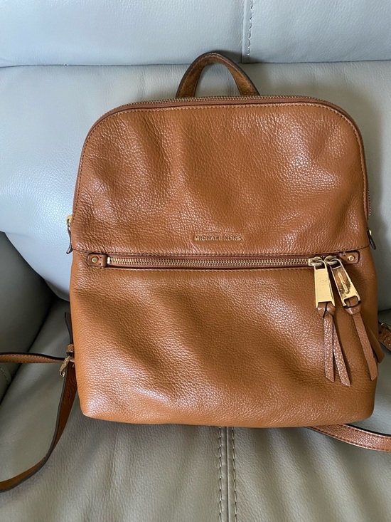 Michael Kors Brown Pebbled Leather Backpack with Gold Hardware main image 6